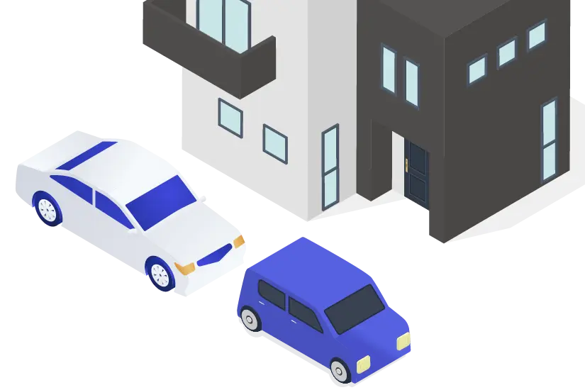 イラスト：目的地に到着した代行業者と車